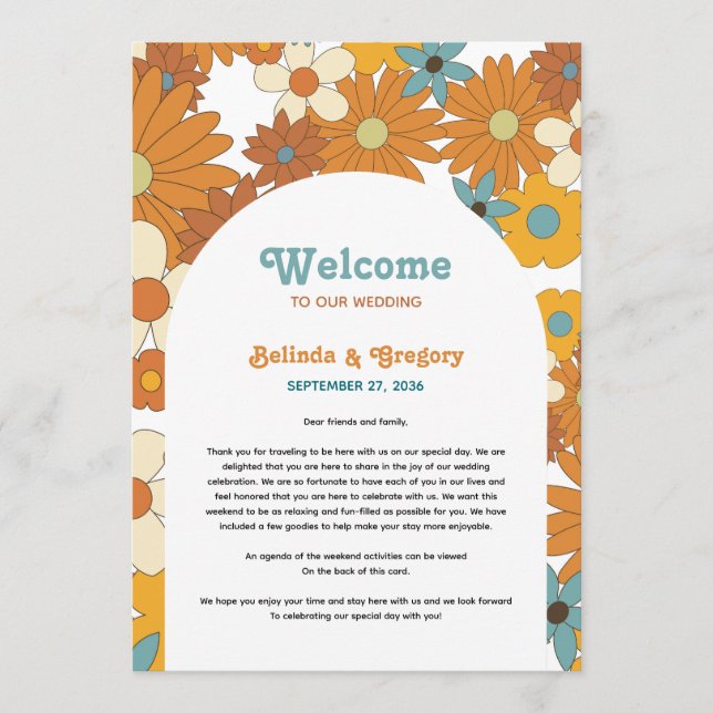 Programa Retro Flowers Itinerário de Casamento em Arco dos  (Frente)