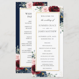 Programa Rich Burgundy Red Blush Blue Rosas Floral Casament