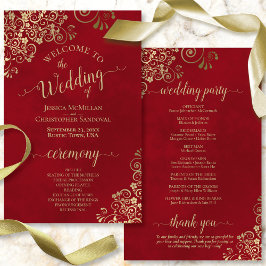 Programa rico de Casamento Vermelho e Dourado de O