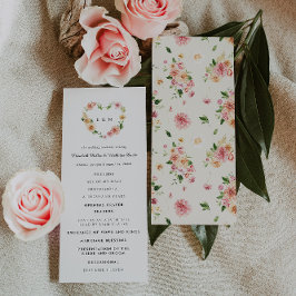 Programa Romantic Floral Heart Wedding Ceremony Program