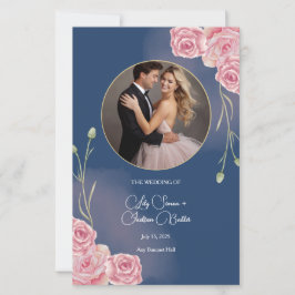 Programa Romântico de Casamento Azul e Rosa-Esbran