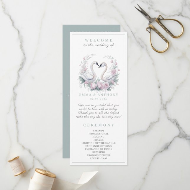 Programa Romântico de Casamento de Casais Swan Ver (Frente/Verso In Situ)