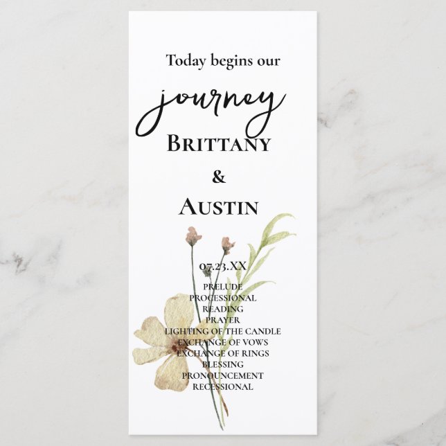 Programa Romântico de Casamento de Flores de Campo (Frente)