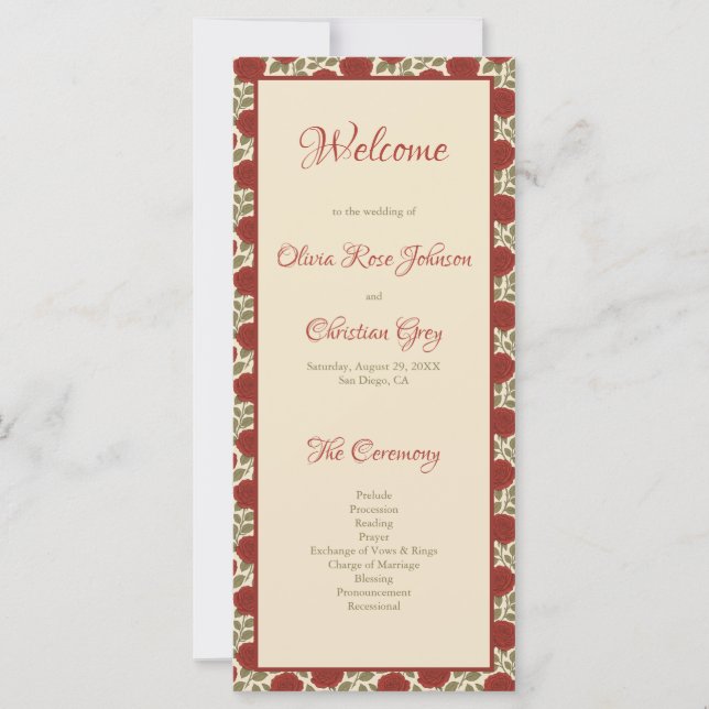 Programa Romântico de Casamentos Rosas vermelhas (Frente)