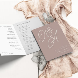 Programa Rosa Taupe | Script Watermark Monograma Wedding