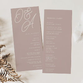 Programa Rosa Taupe | Script Watermark Monograma Wedding