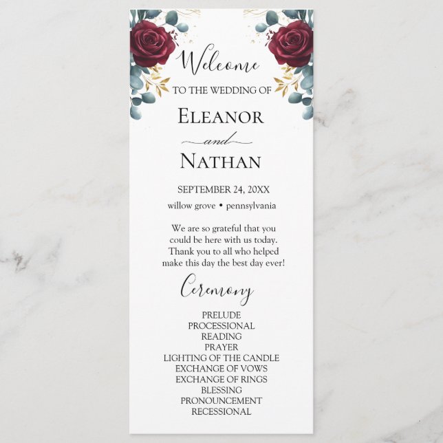 Programa Rosa vermelha de casamento (Frente)