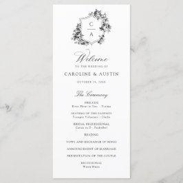 Programa Rosas Franceses Elegantes Casamento Vintage Crest