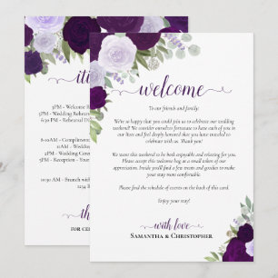 Programa Rosas Roxas Boho Casamento Boas-Vindas e Itinerári