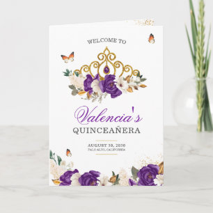 Programa Rosas roxos Dourados Tiara Borboleta Quinceanera