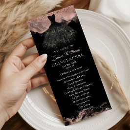 Programa Rose Gold & Black Quinceañera Order of Events