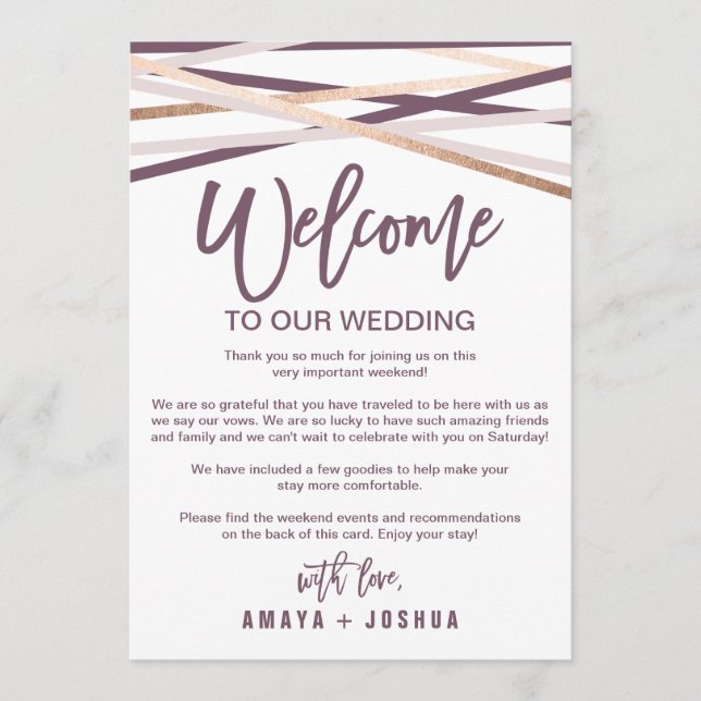 Programa Rose Gold Streamers Carta de Boas-Vindas e Itinerá (Frente)