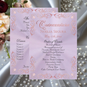 Programa Rose Gold Vintage Borda Quinceanera - Lavanda