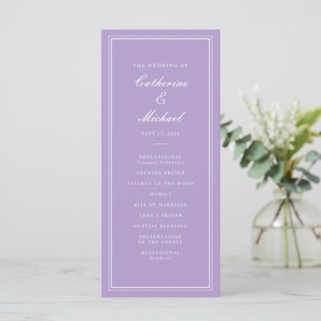 Programa Roteiro de Lavanda Clássica Absoluta para Casament (Em pé/Frente)