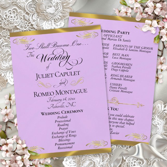 Programa Roteiro Elegante - Casamento Lavanda/Dourado (Criador carregado)