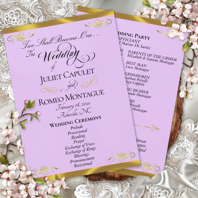 Programa Roteiro Elegante - Casamento Lavanda/Dourado (Criador carregado)