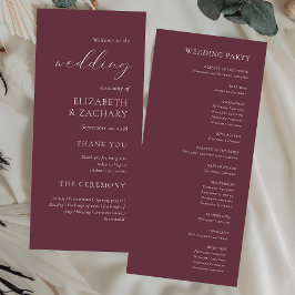 Programa Roto de Casamento Simples e Elegante em Burgundy