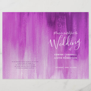 Programa roxo cor-de-rosa do casamento da arte
