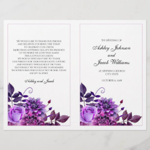 Programa roxo do casamento dobrado. Cerimónia da