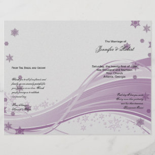 Programa roxo do casamento dos flocos de neve da