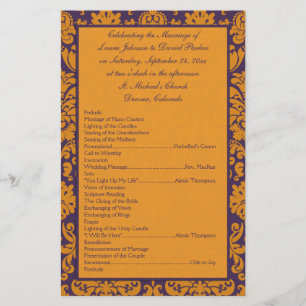 Programa roxo e alaranjado II do casamento tema