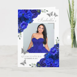 Programa Royal Blue & Silver Quinceanera Tiara Borboletas