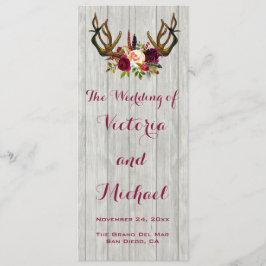 Programa Rustic Antler de Casamento Floral