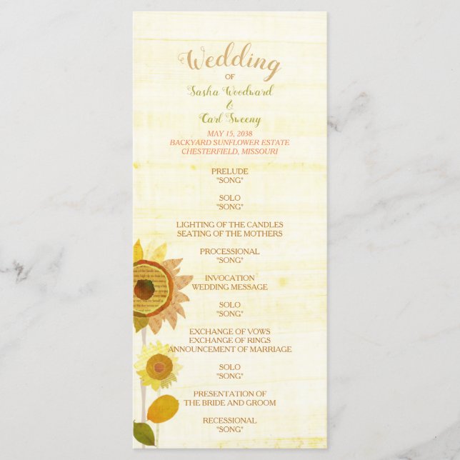 Programa Rustic Backyard Sunflower Weding (Frente)