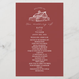 Programa Rustic Barn Muted Red Fazenda Weding Prog