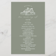 Programa Rustic Barn Sage de Casamento de Fazendas