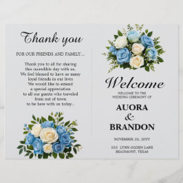 Programa Rustic Blue and White Floral Weding Progr