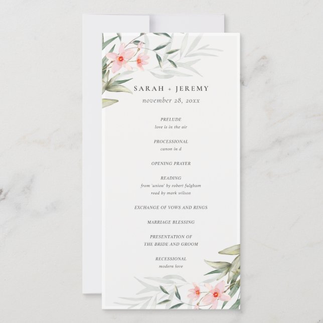 Programa Rustic Blush Greenery Floral Weding Progr (Frente)