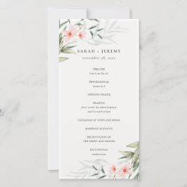 Programa Rustic Blush Greenery Floral Weding Progr