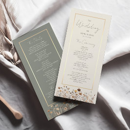 Programa Rustic Boho Sage de Casamento Verde