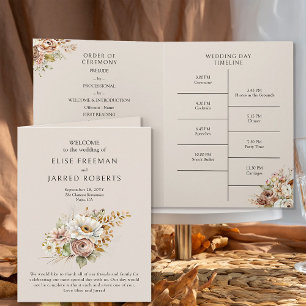 Programa Rustic Brown Country Floral Weding Progra