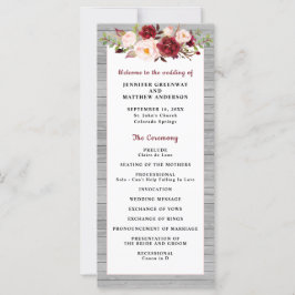 Programa Rustic Burgundy Blush Pink Border Casamen