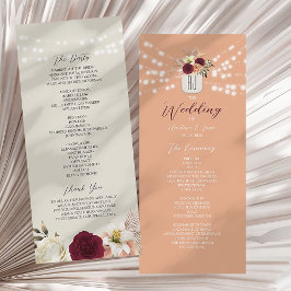 Programa Rustic Burgundy Floral Casamento