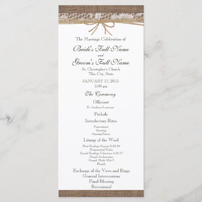 Programa Rustic Burlap and Twine Wedment (Frente)