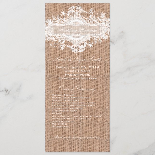 PROGRAMA RUSTIC BURLAP FLORAL WEDDING (Frente)