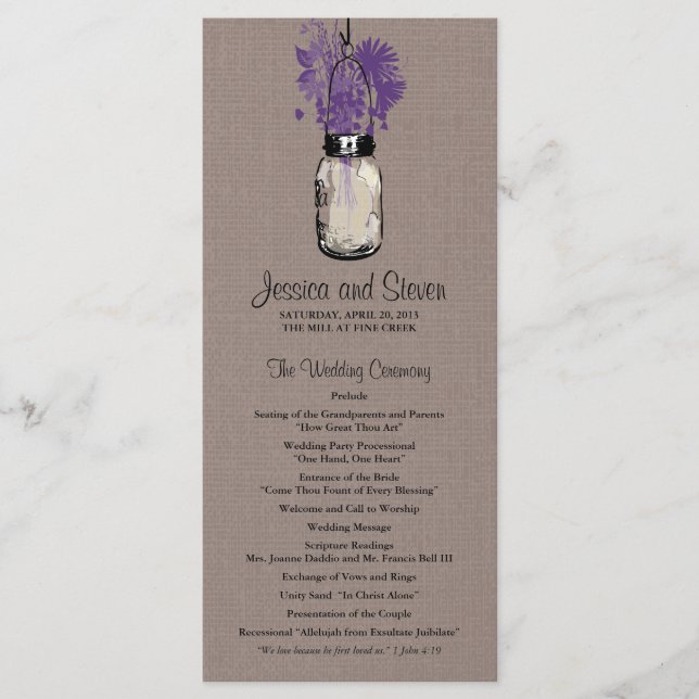 Programa Rustic Burlap Mason Jar e Wildflower (Frente)