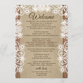 Programa Rustic Burlap Wedding Itinerary - Boas-vindas