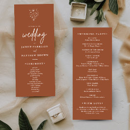 Programa Rustic Burnt Orange Elegant Boho Weding P