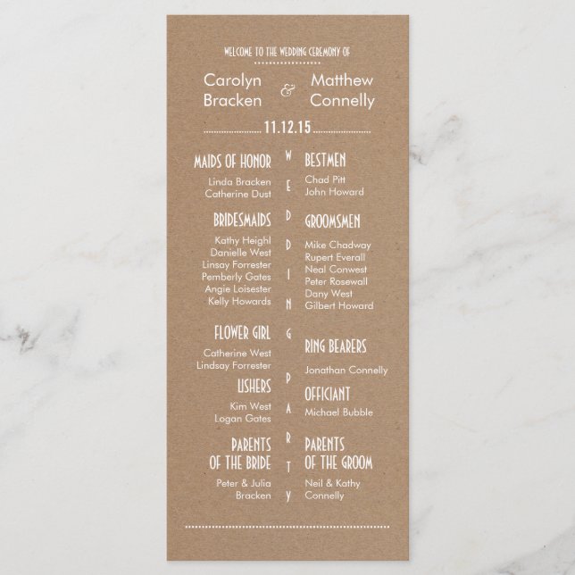 Programa Rustic Country Brown Wedding 2 (Frente)