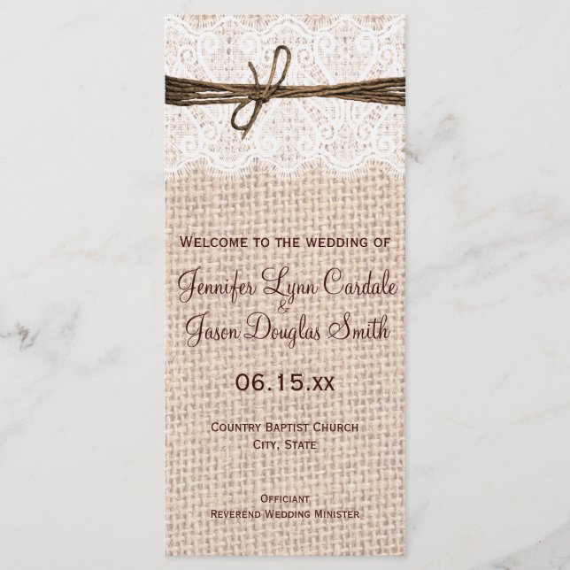 Programa Rustic Country Burlap Lace Twine Casament (Frente)