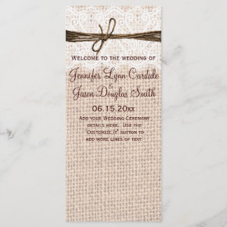 Programa Rustic Country Burlap Lace Twine Casament