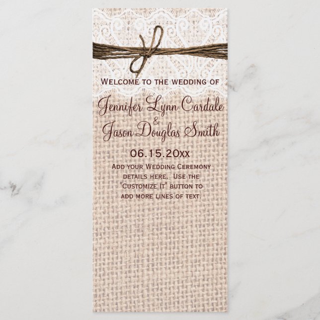 Programa Rustic Country Burlap Lace Twine Casament (Frente)