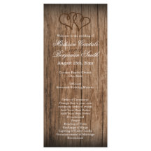 Programa Rustic Country Double Hearts Wood Wedding