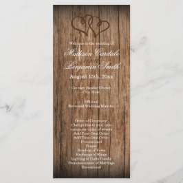Programa Rustic Country Double Hearts Wood Wedding