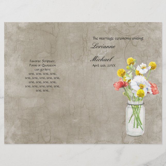 Programa Rustic Country Mason Jar Buquê Weding Pro (Frente)