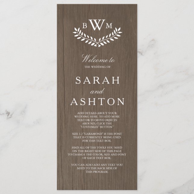 Programa Rustic Country Wedding (Frente)